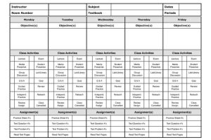 5-Day Lesson Planner in Landscape Orientation