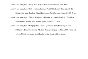 MLA Paper with Works Cited and Instructions