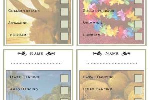 Hawaiian Theme Activity Checklist