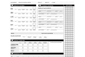 3-Page Dungeons and Dragons Character Sheets